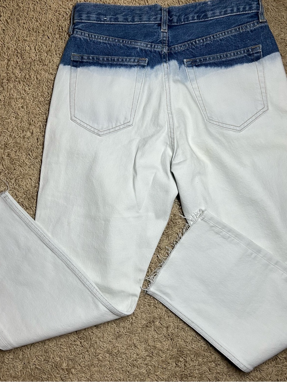 MANGO MNG NWOT Two Tone Dip Dye Straight Leg Button Fly Jeans Size 6 - Picture 5 of 8